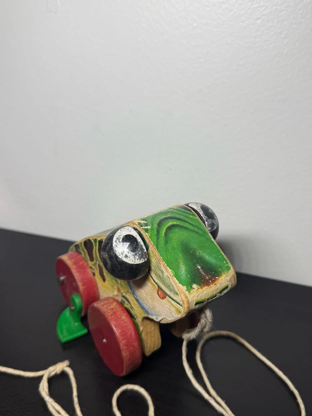 Antique 1950s Fishers Price Wooden Jolly Jumper Frog Pull Toy